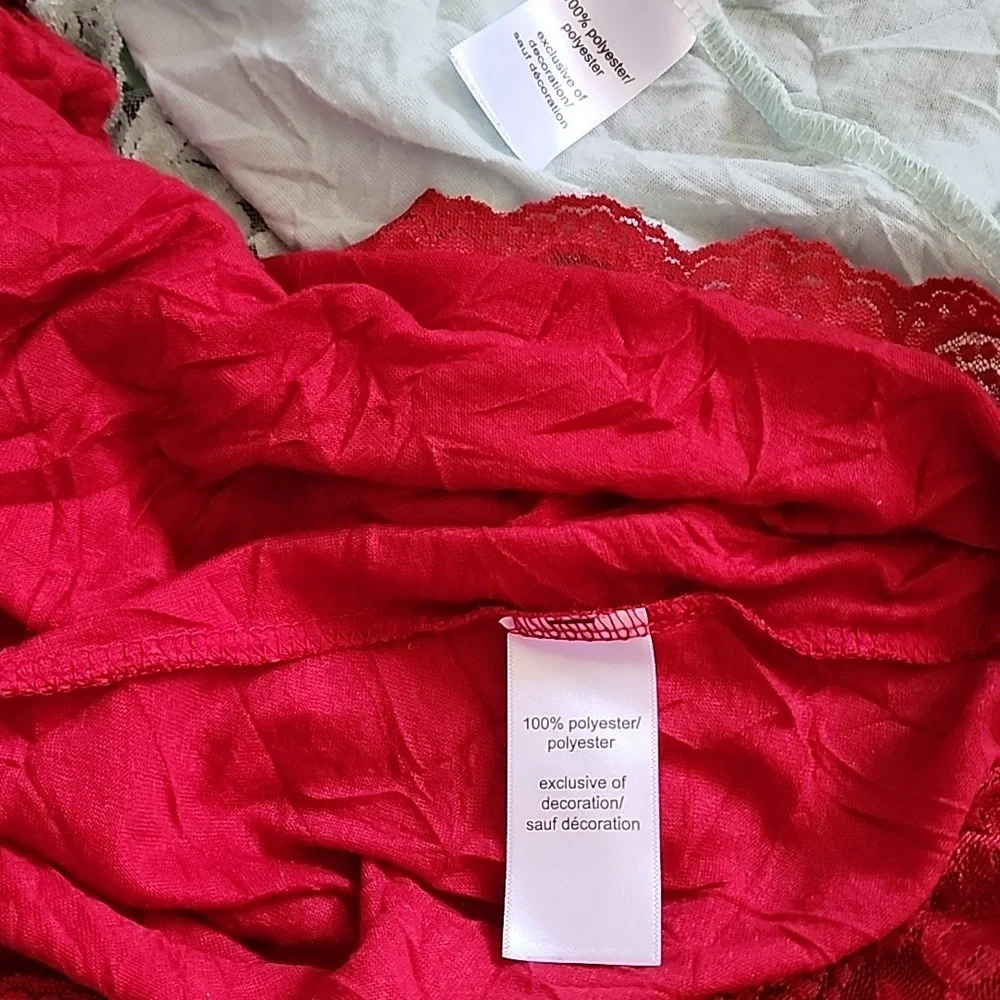 Maurices Lace Trim Cami Set - Red and Mint - Picture 4 of 4